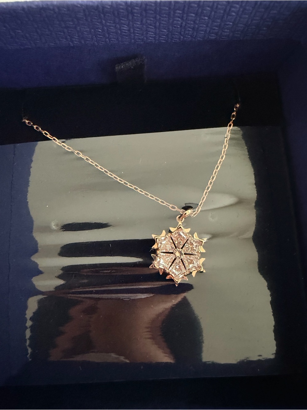 Swarovski Rose Gold Crystal Starburst Pendant Necklace - Picture 6 of 10